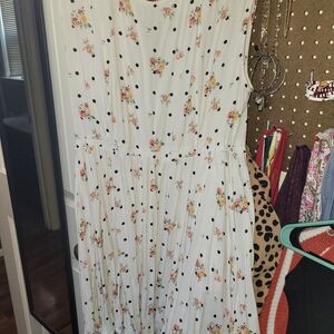 Torrid White Floral and Black Polka Longer Shirt